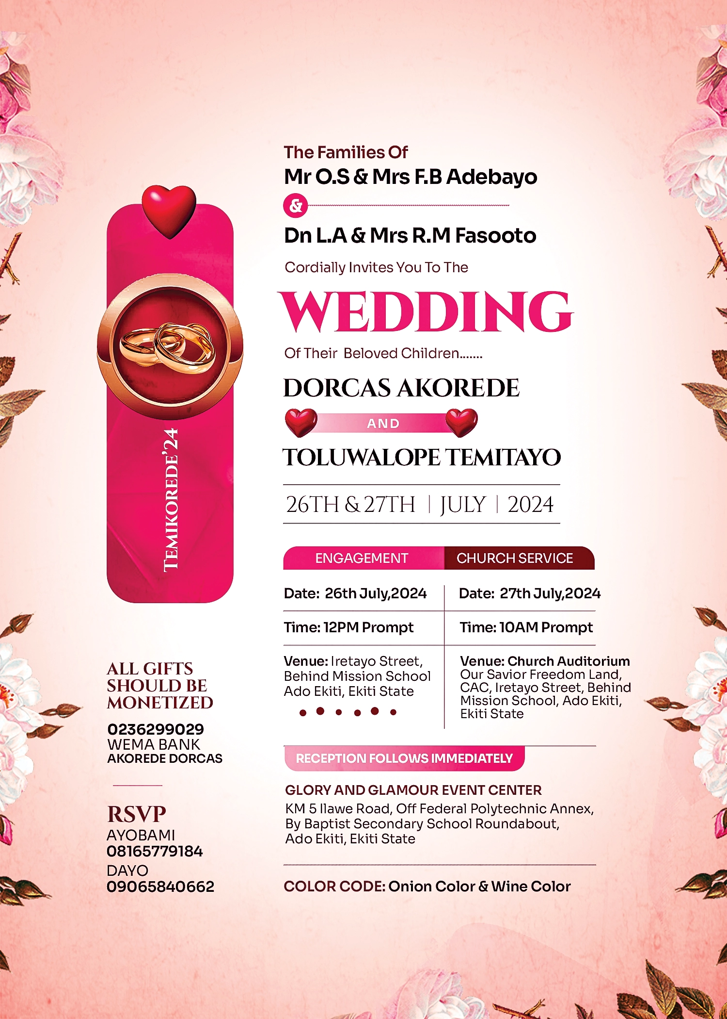 a wedding branding designs done for a couple in 2024
